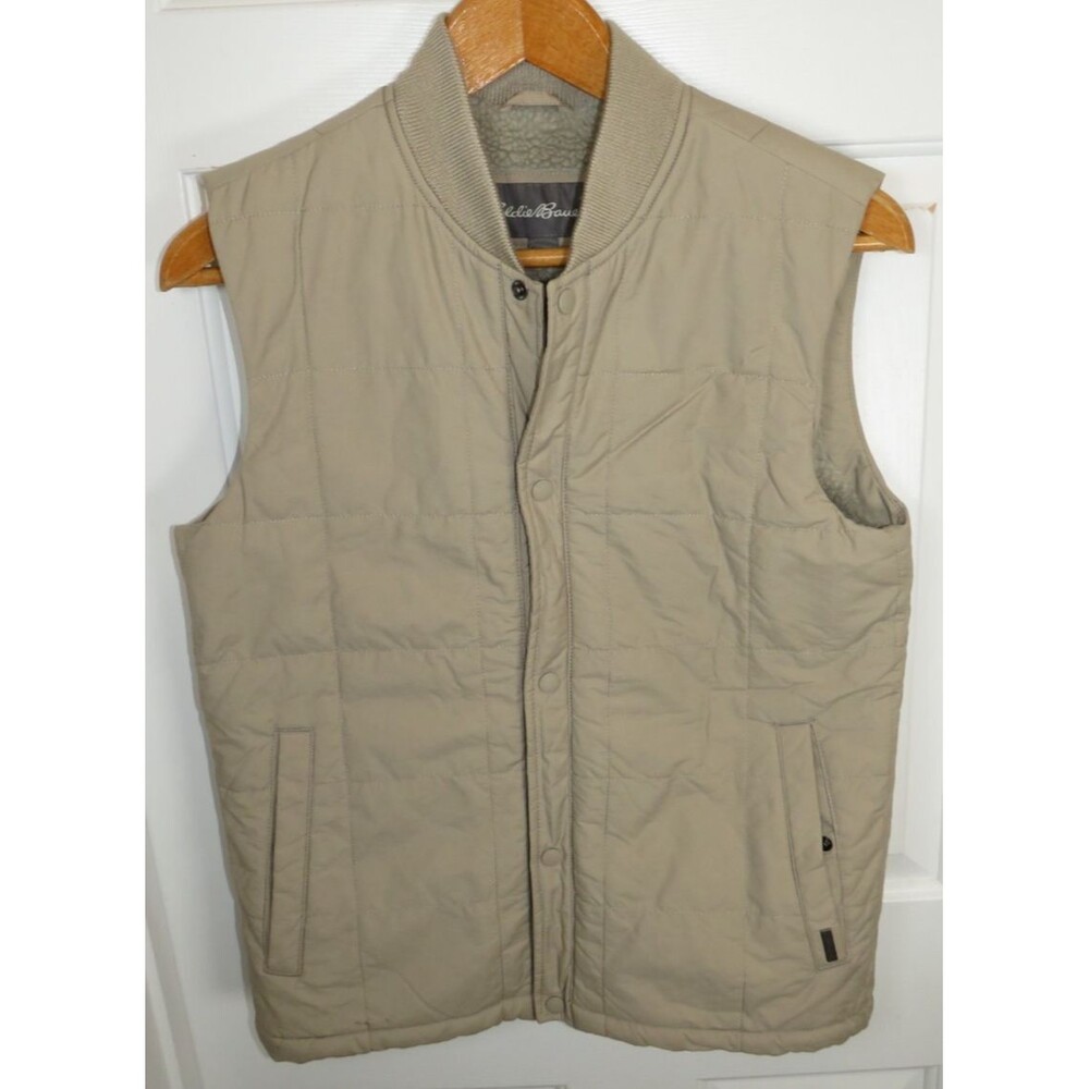 Eddie Bauer Emmons Quilted Fleece Lined Vest Men's Size Small Full Snap